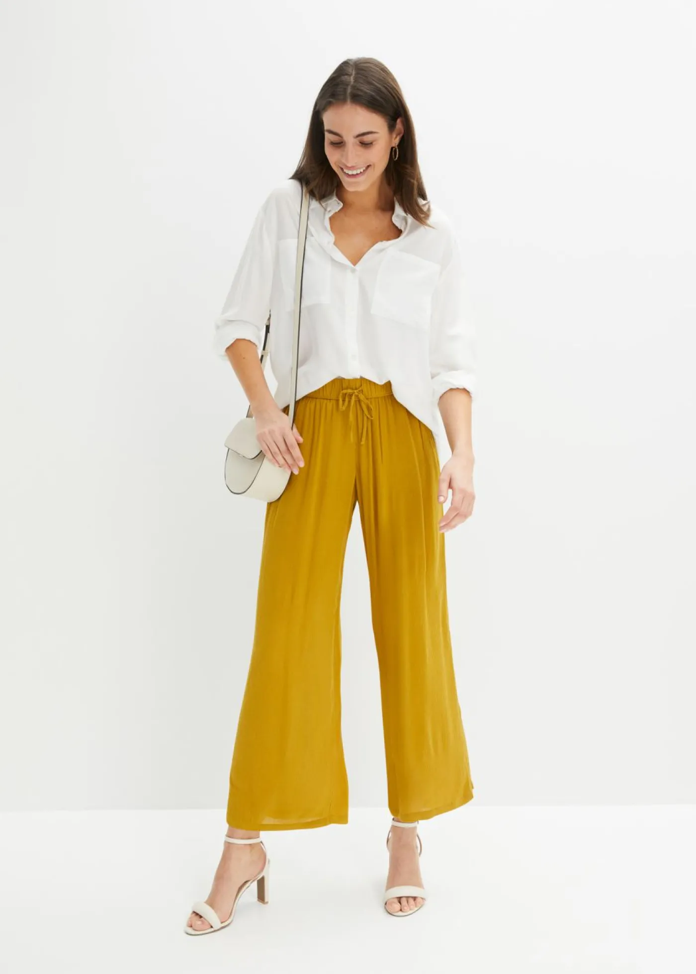 bonprix bonprix Pantalón sin cierre de viscosa Amarillo Discount