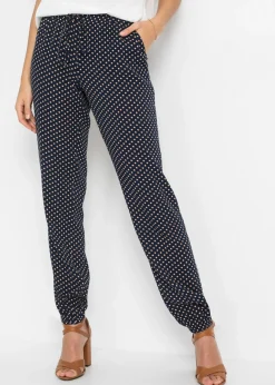 bonprix bonprix Pantalón sin cierre de viscosa pura Azul marino con estampado gráfico Best
