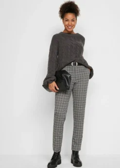 bonprix bonprix Pantalón sin cordones con estampado de cuadros negro a cuadros Discount