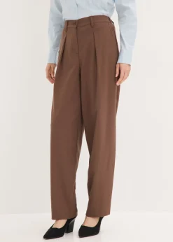 bonprix bonprix Pantalón tipo barrel con pinzas marrón Discount