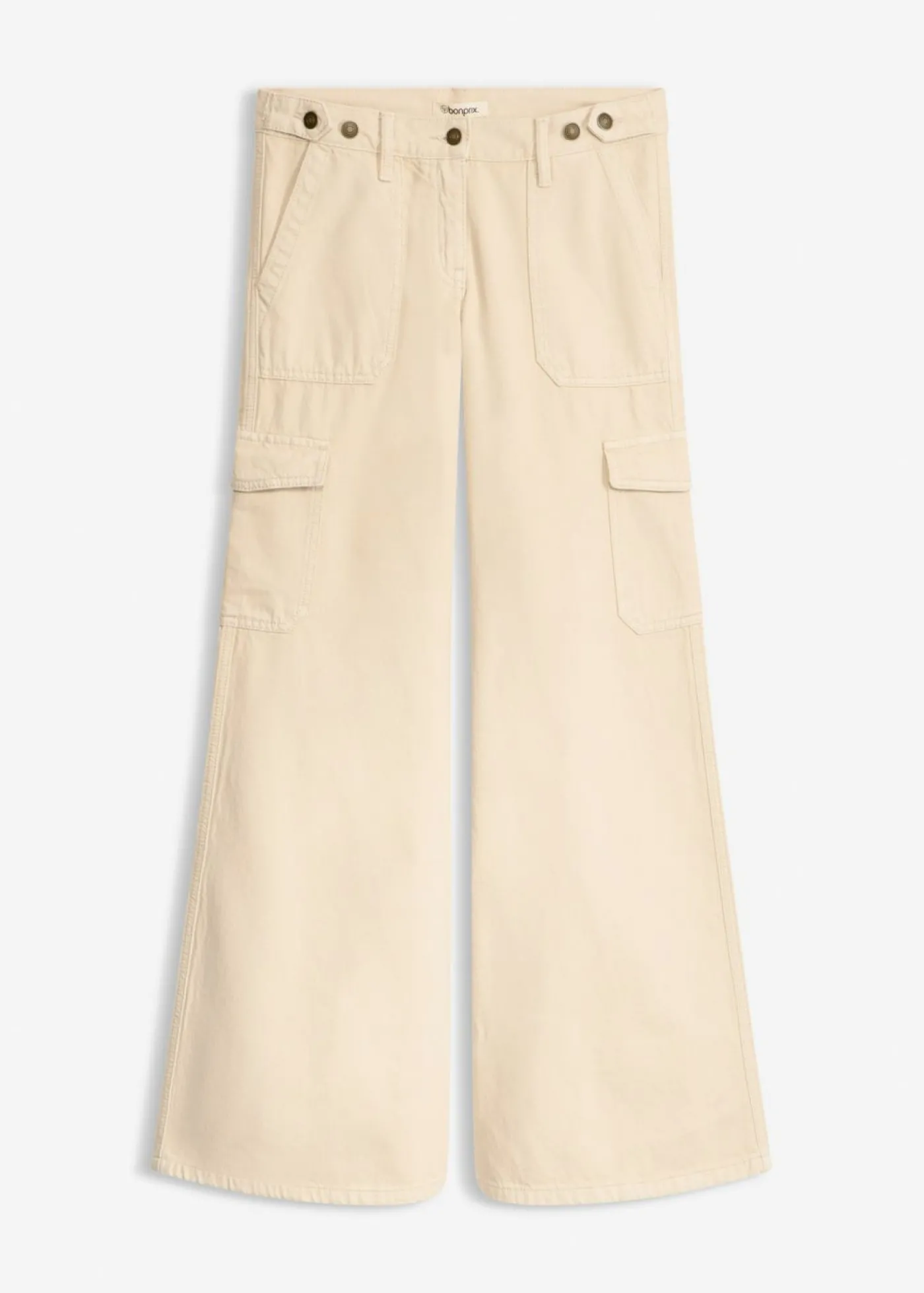 bonprix bonprix Pantalón tipo cargo de algodón puro Arena claro Sale