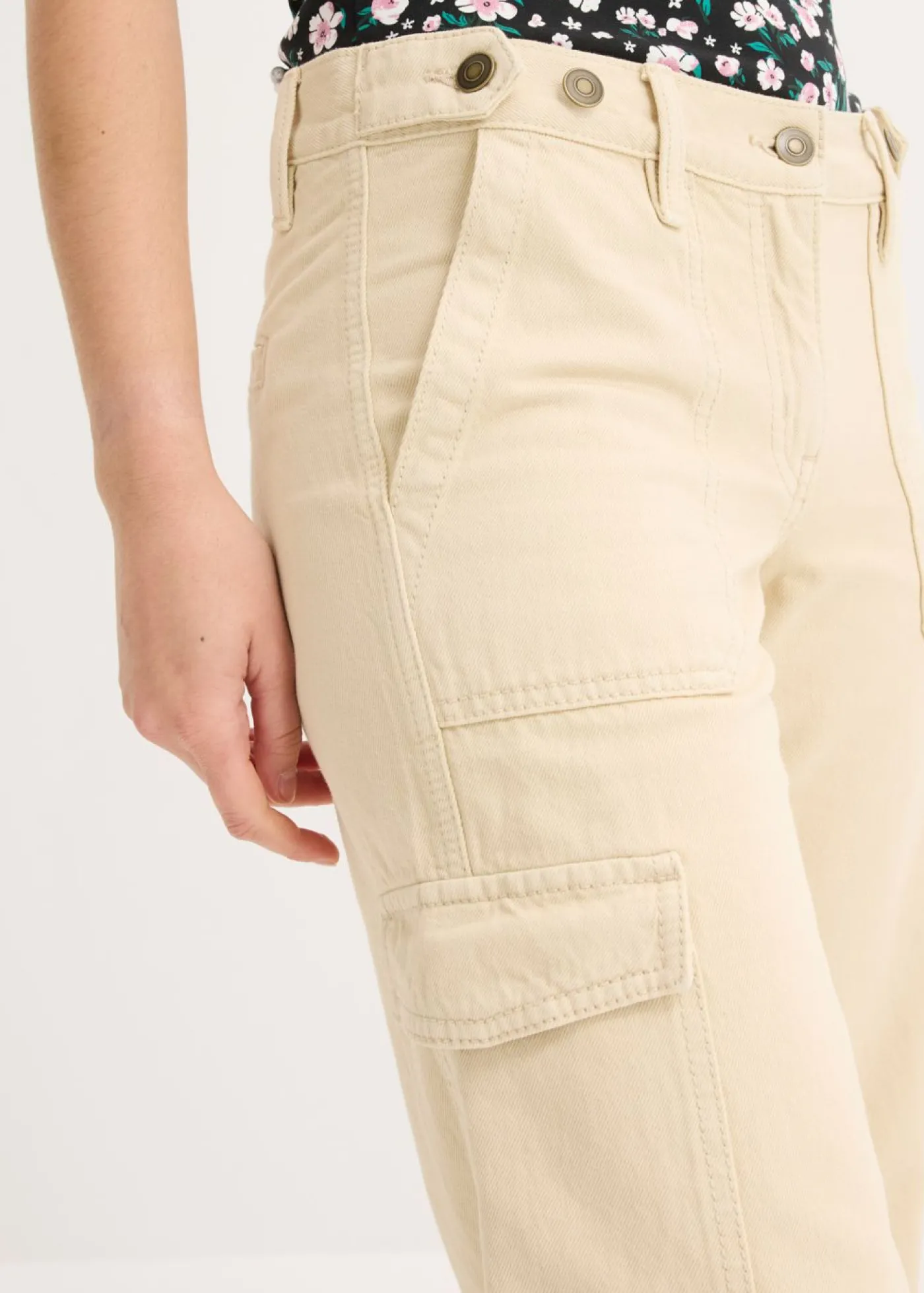 bonprix bonprix Pantalón tipo cargo de algodón puro Arena claro Sale