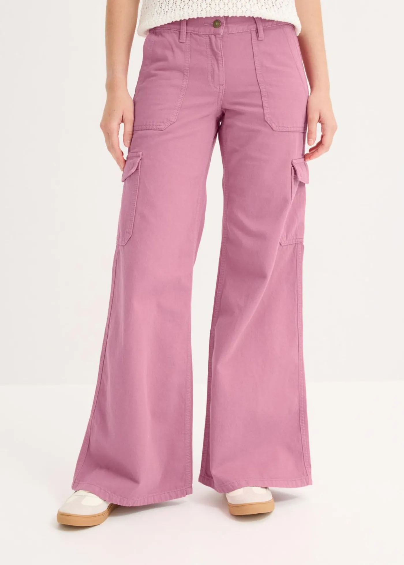 bonprix bonprix Pantalón tipo cargo de algodón puro Malva Online