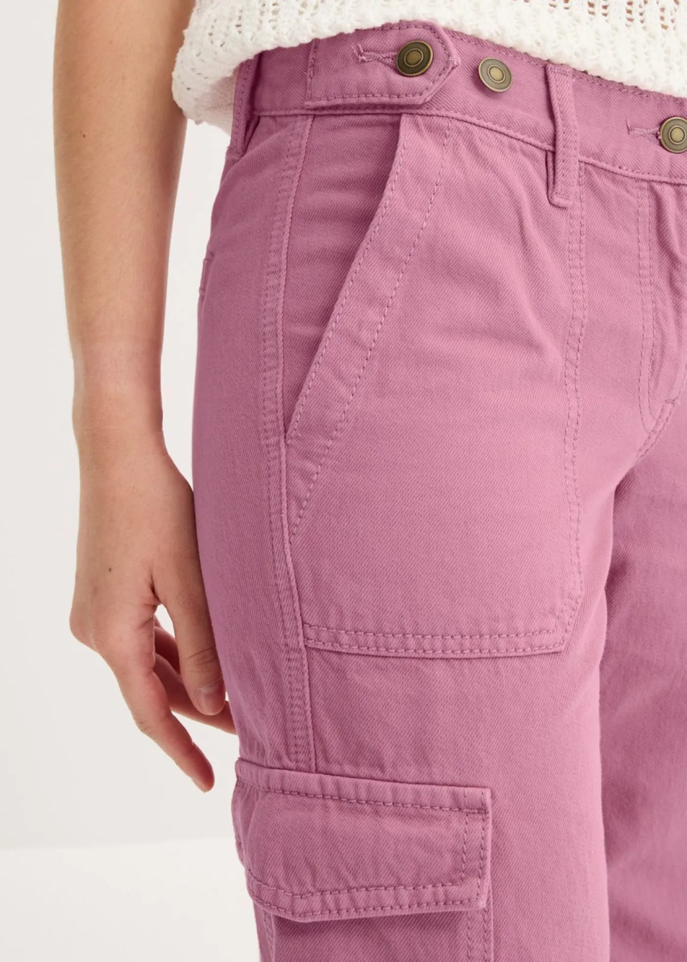 bonprix bonprix Pantalón tipo cargo de algodón puro Malva Online