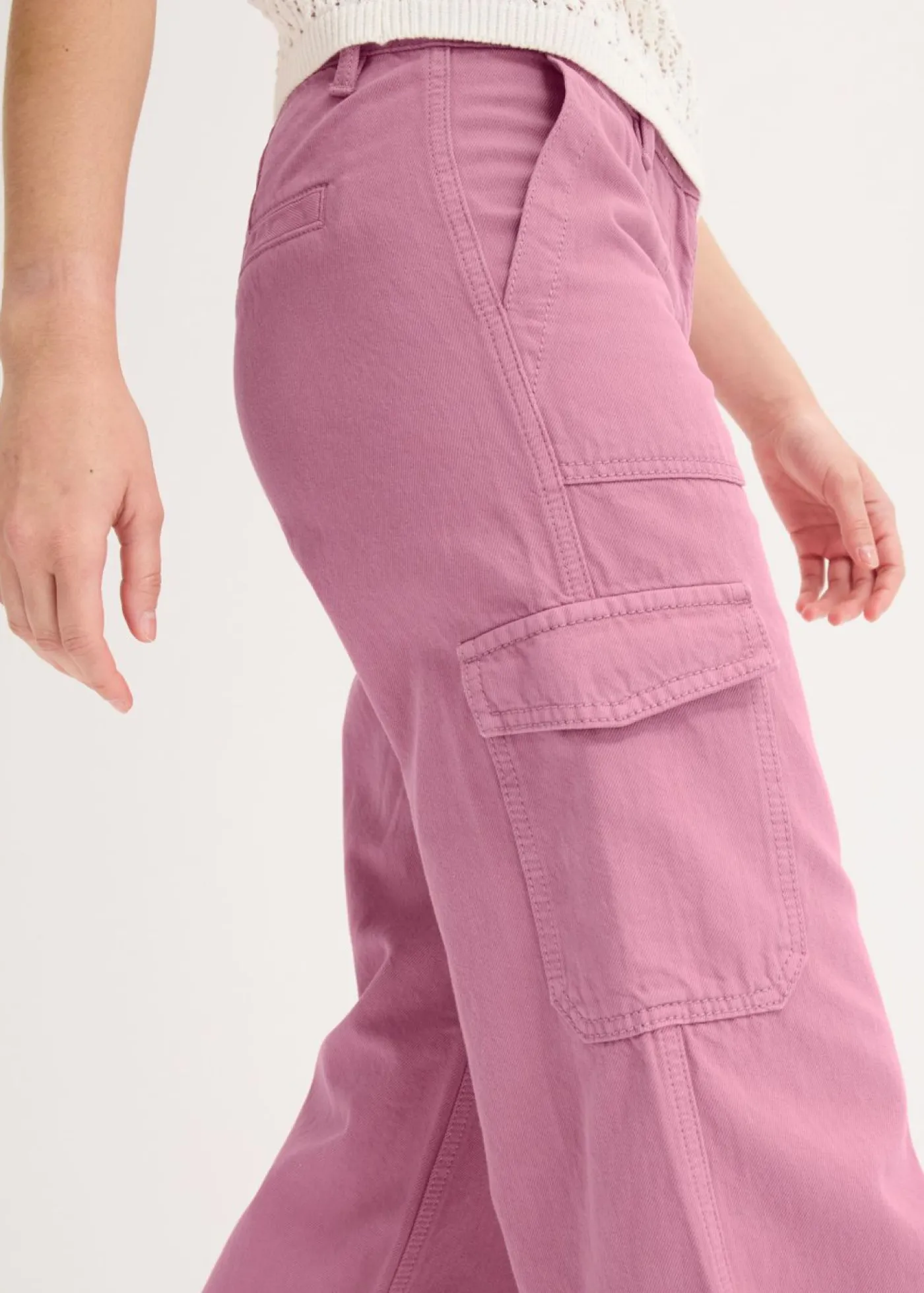 bonprix bonprix Pantalón tipo cargo de algodón puro Malva Online