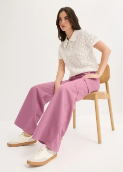 bonprix bonprix Pantalón tipo cargo de algodón puro Malva Online