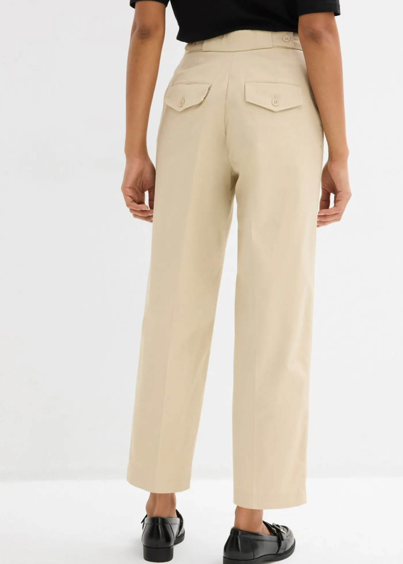 bonprix bonprix Pantalón tipo chino de sarga de algodón Arena claro Clearance