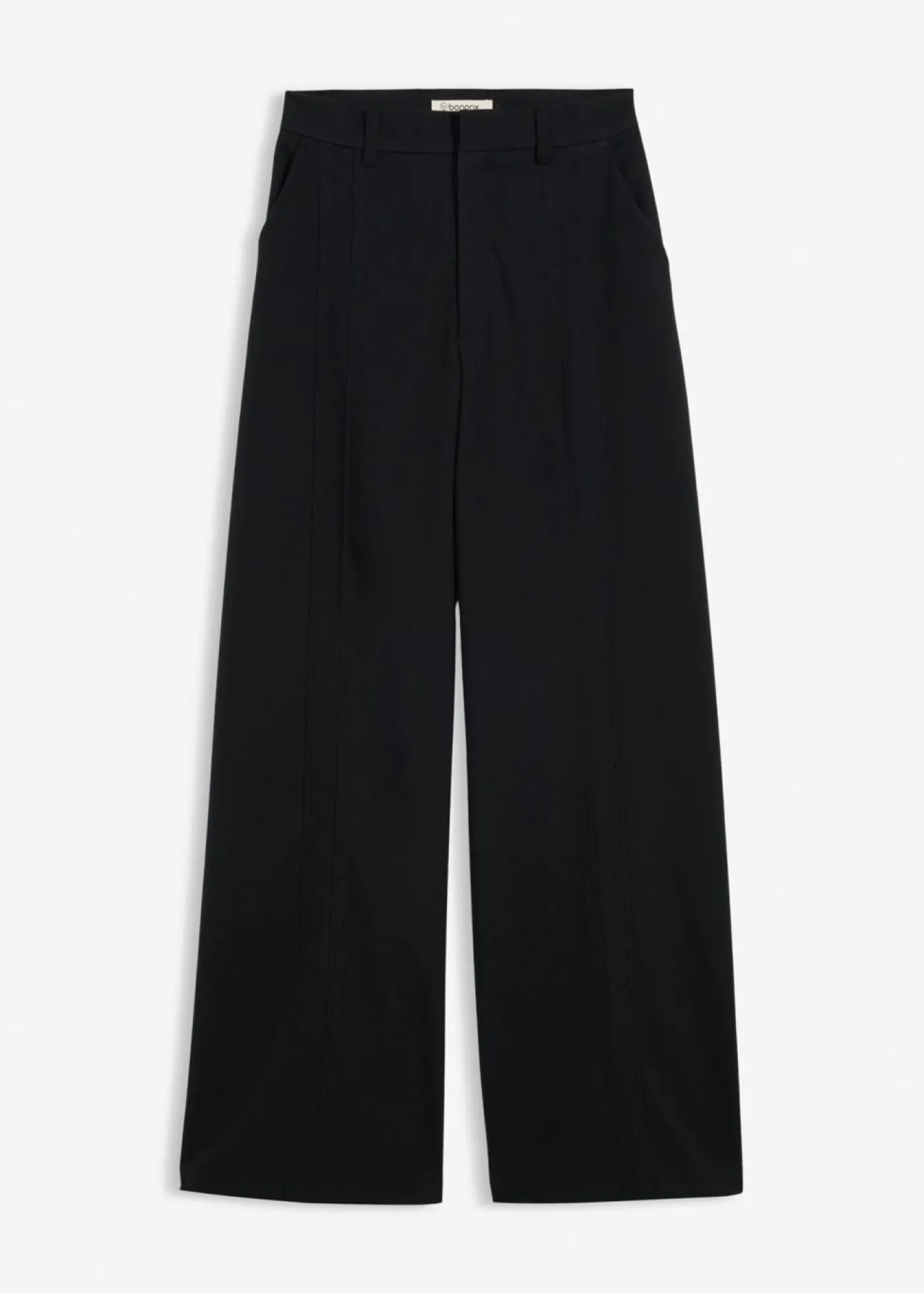 bonprix bonprix Pantalón tipo Marlene de mezcla de viscosa con cintura alta Negro New