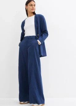 bonprix bonprix Pantalón tipo Marlene de mezcla de viscosa con cintura alta Azul almirante Best