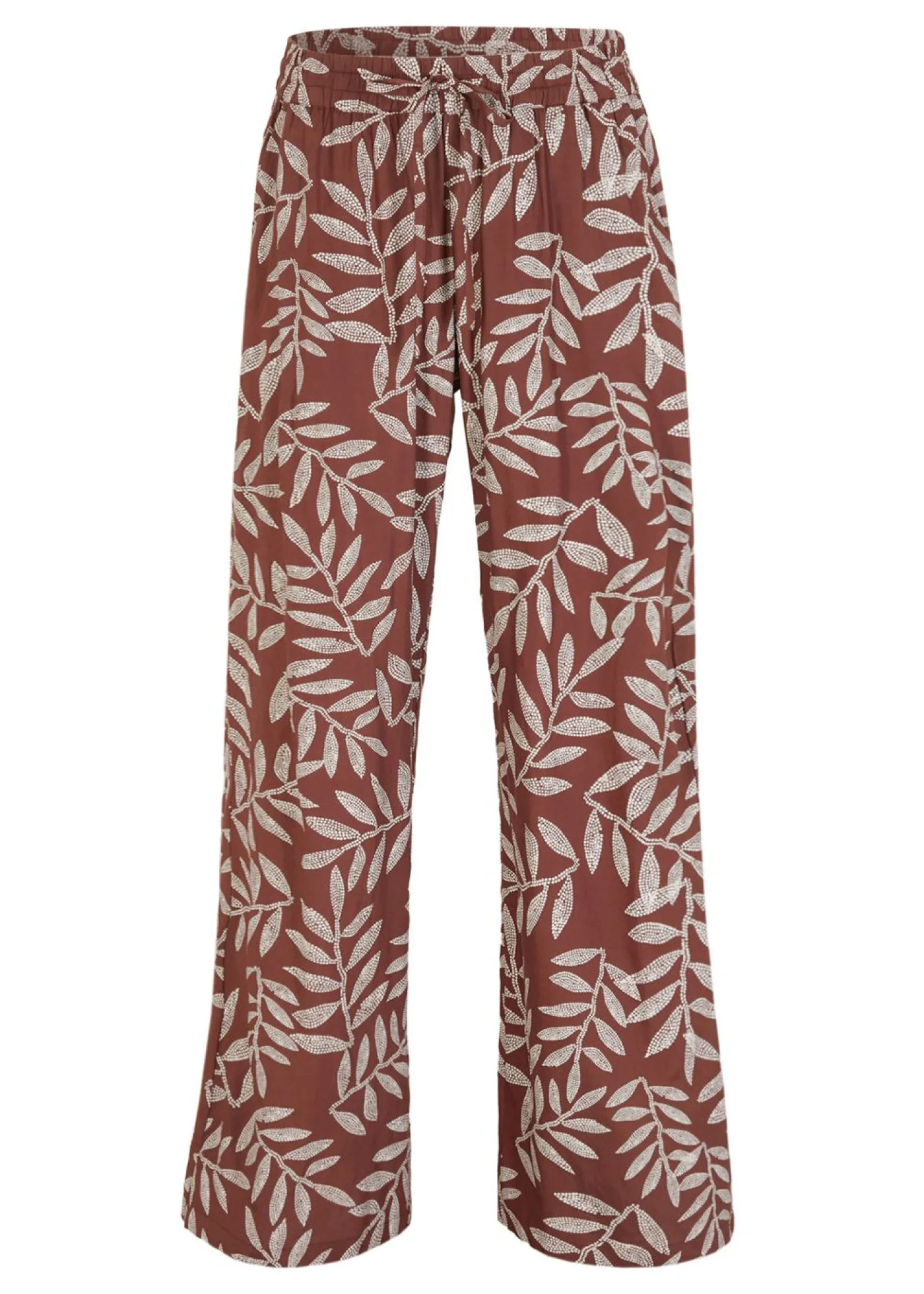 bonprix bonprix Pantalón tipo palazzo de viscosa sostenible con estampado Marrón tierra-blanco estampado Discount