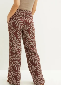 bonprix bonprix Pantalón tipo palazzo de viscosa sostenible con estampado Marrón tierra-blanco estampado Discount