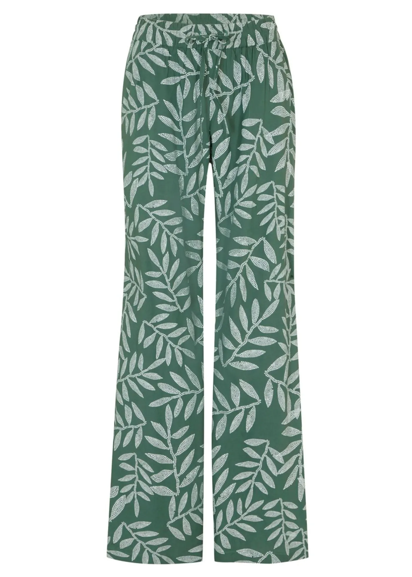 bonprix bonprix Pantalón tipo palazzo de viscosa sostenible con estampado Verde oscuro-blanco estampado New