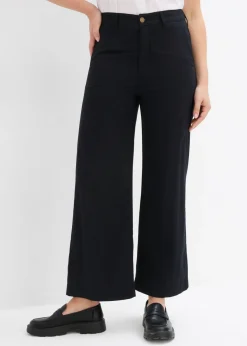 bonprix bonprix Pantalón tobillero de algodón puro Negro Sale