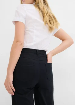 bonprix bonprix Pantalón tobillero de algodón puro Negro Sale