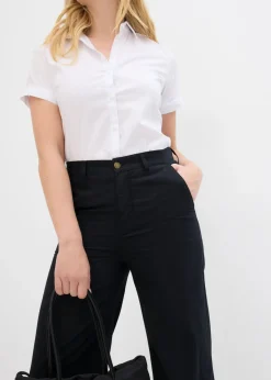 bonprix bonprix Pantalón tobillero de algodón puro Negro Sale