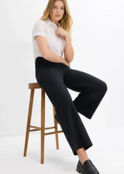 bonprix bonprix Pantalón tobillero de algodón puro Negro Sale