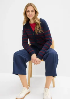 bonprix bonprix Pantalón tobillero de algodón puro Azul marino Discount
