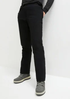 bonprix bonprix Pantalón térmico con forro polar, cintura cómoda, material impermeable y corte recto Negro Best