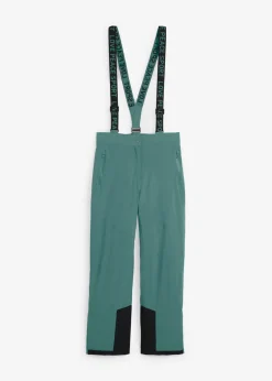 bonprix bonprix Pantalón térmico funcional de esquí con tirantes desmontables, material impermeable y corte recto Verde grisáceo Online