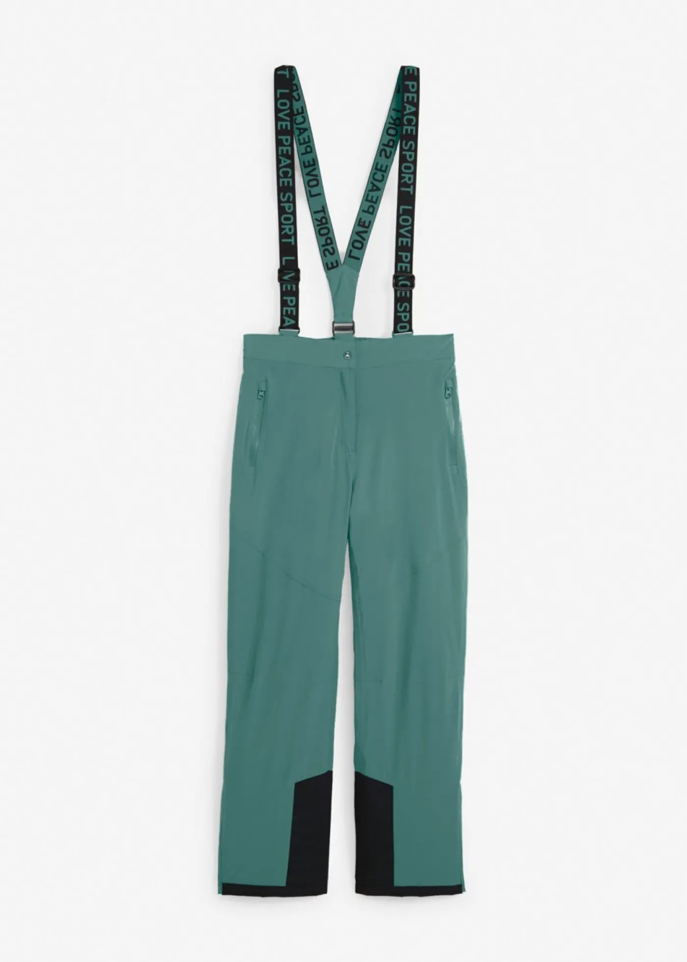 bonprix bonprix Pantalón térmico funcional de esquí con tirantes desmontables, material impermeable y corte recto Verde grisáceo Online