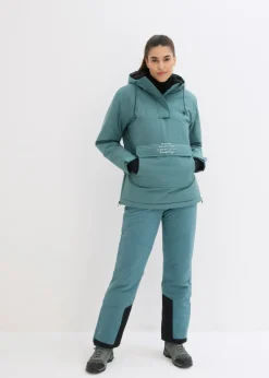 bonprix bonprix Pantalón térmico funcional de esquí con tirantes desmontables, material impermeable y corte recto Verde grisáceo Online