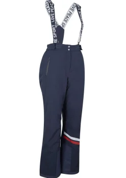 bonprix bonprix Pantalón térmico funcional de esquí con tirantes desmontables, material impermeable y corte recto Azul marino Discount