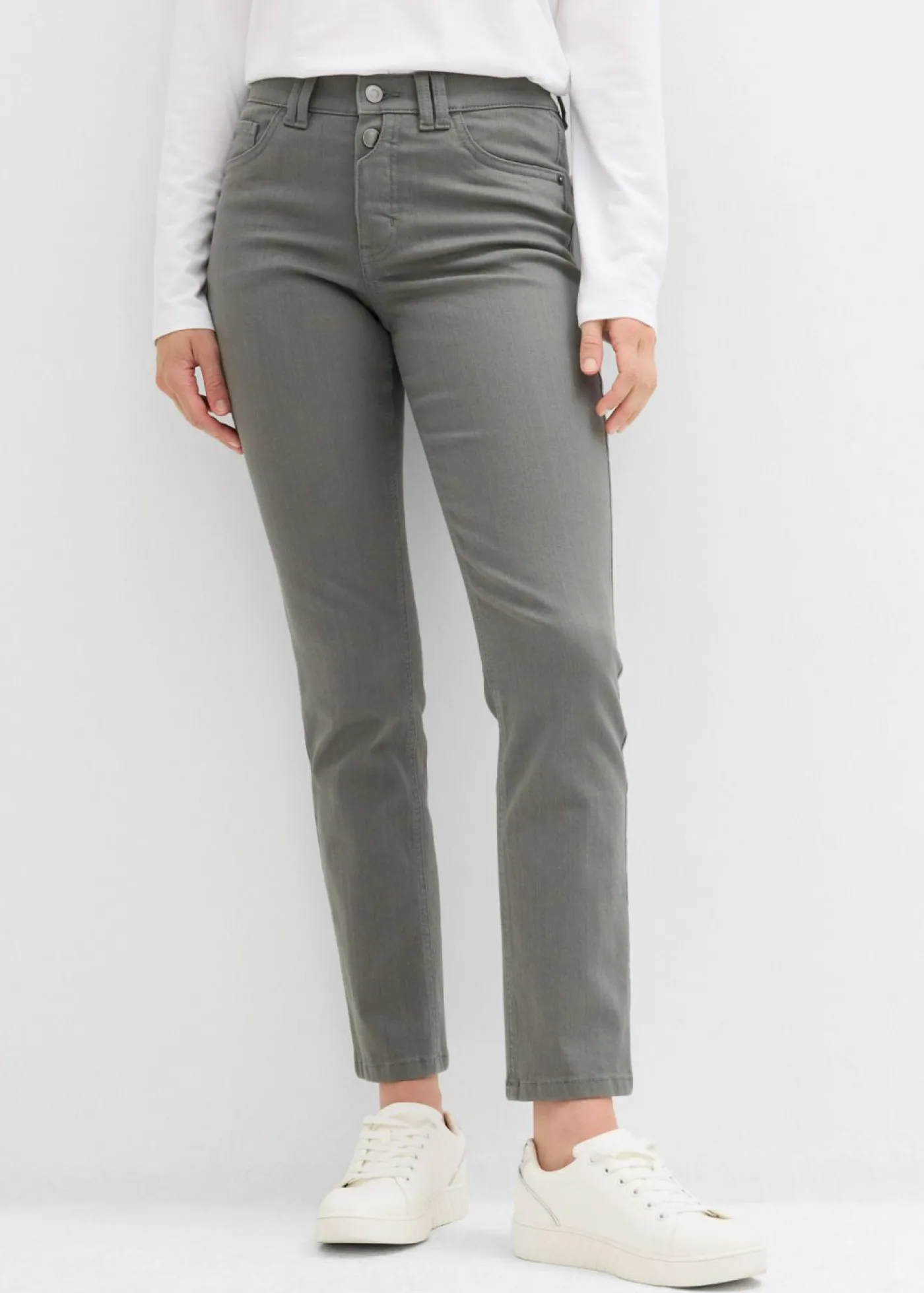 bonprix bonprix Pantalones acortados de sarga Verde eucalipto Outlet