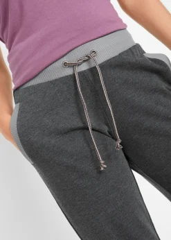 bonprix bonprix Pantalones deportivos con cintura en contraste Negro jaspeado