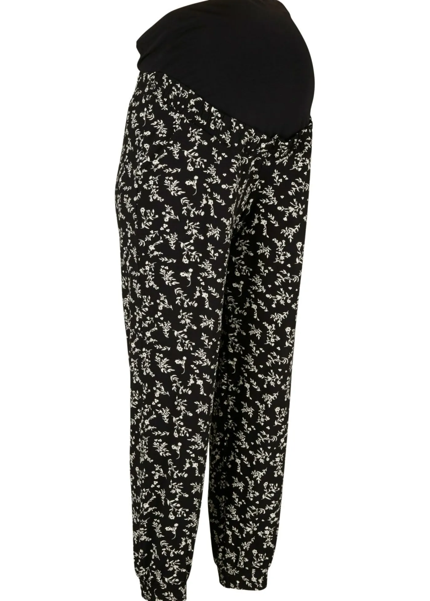 bonprix bonprix Pantalones premamá con estampado divertido, mezcla de viscosa, loose fit Negro de flores Sale