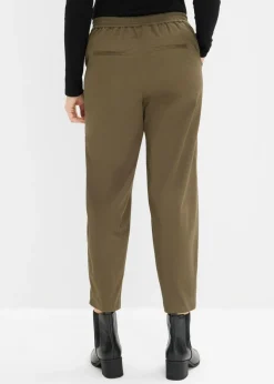 bonprix bonprix Pantalones sin cierre de mezcla de algodón Verde oliva oscuro New