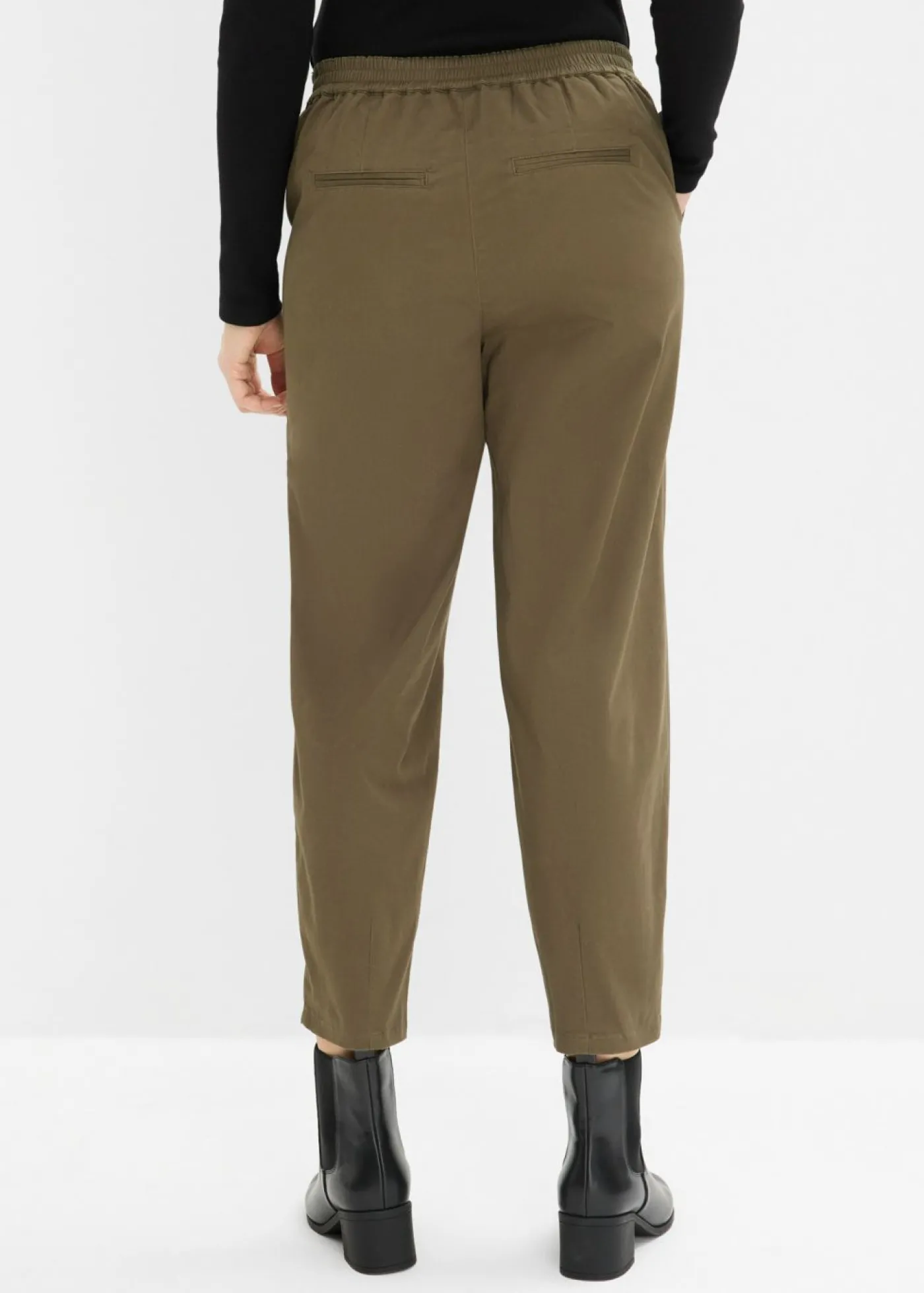 bonprix bonprix Pantalones sin cierre de mezcla de algodón Verde oliva oscuro New