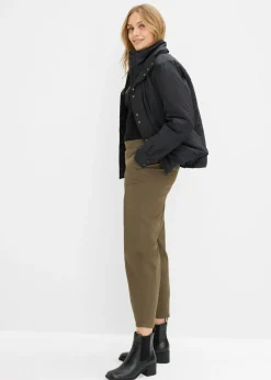 bonprix bonprix Pantalones sin cierre de mezcla de algodón Verde oliva oscuro New