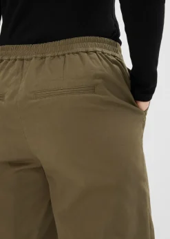 bonprix bonprix Pantalones sin cierre de mezcla de algodón Verde oliva oscuro New
