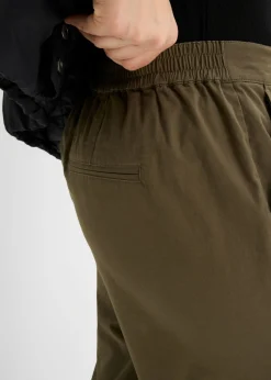 bonprix bonprix Pantalones sin cierre de mezcla de algodón Verde oliva oscuro New