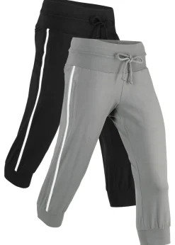 bonprix bonprix Paquete de 2 braguitas deportivas elásticas, 3/4 de largo, nivel 1 negro+gris ahumado Best