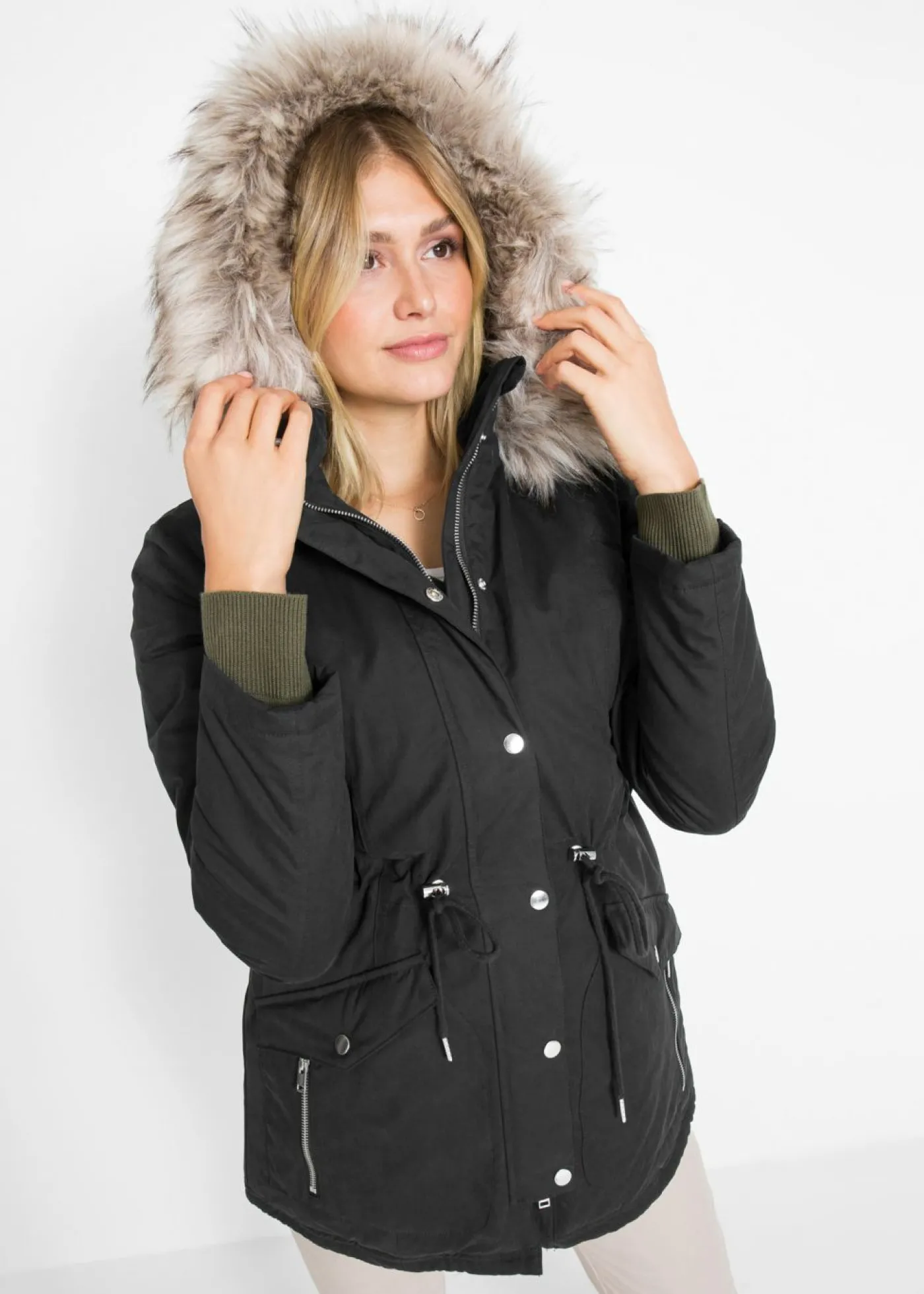 bonprix bonprix Parka cálida, forrada Negro Sale