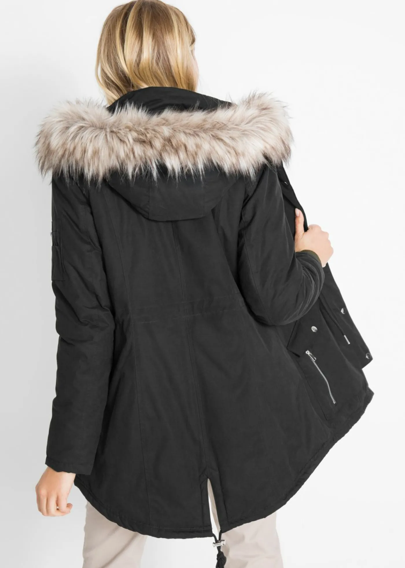 bonprix bonprix Parka cálida, forrada Negro Sale