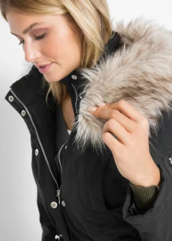 bonprix bonprix Parka cálida, forrada Negro Sale