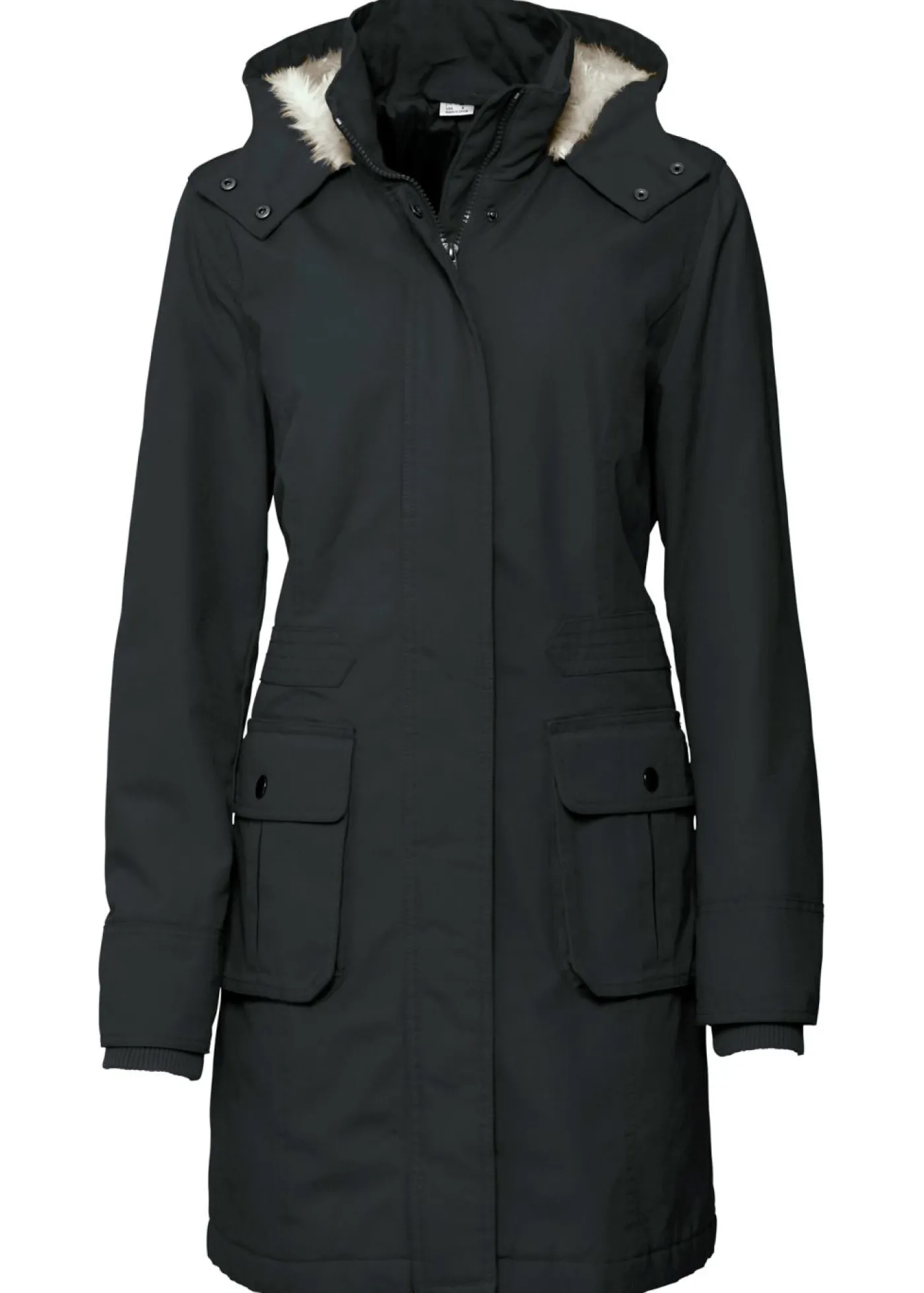 bonprix bonprix Parka con capucha forrada de tejido polar Negro Sale