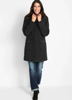 bonprix bonprix Parka con capucha forrada de tejido polar Negro Sale