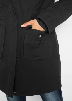 bonprix bonprix Parka con capucha forrada de tejido polar Negro Sale
