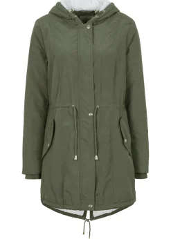bonprix bonprix Parka con forro polar Verde oliva oscuro Discount