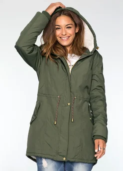 bonprix bonprix Parka con forro polar Verde oliva oscuro Discount