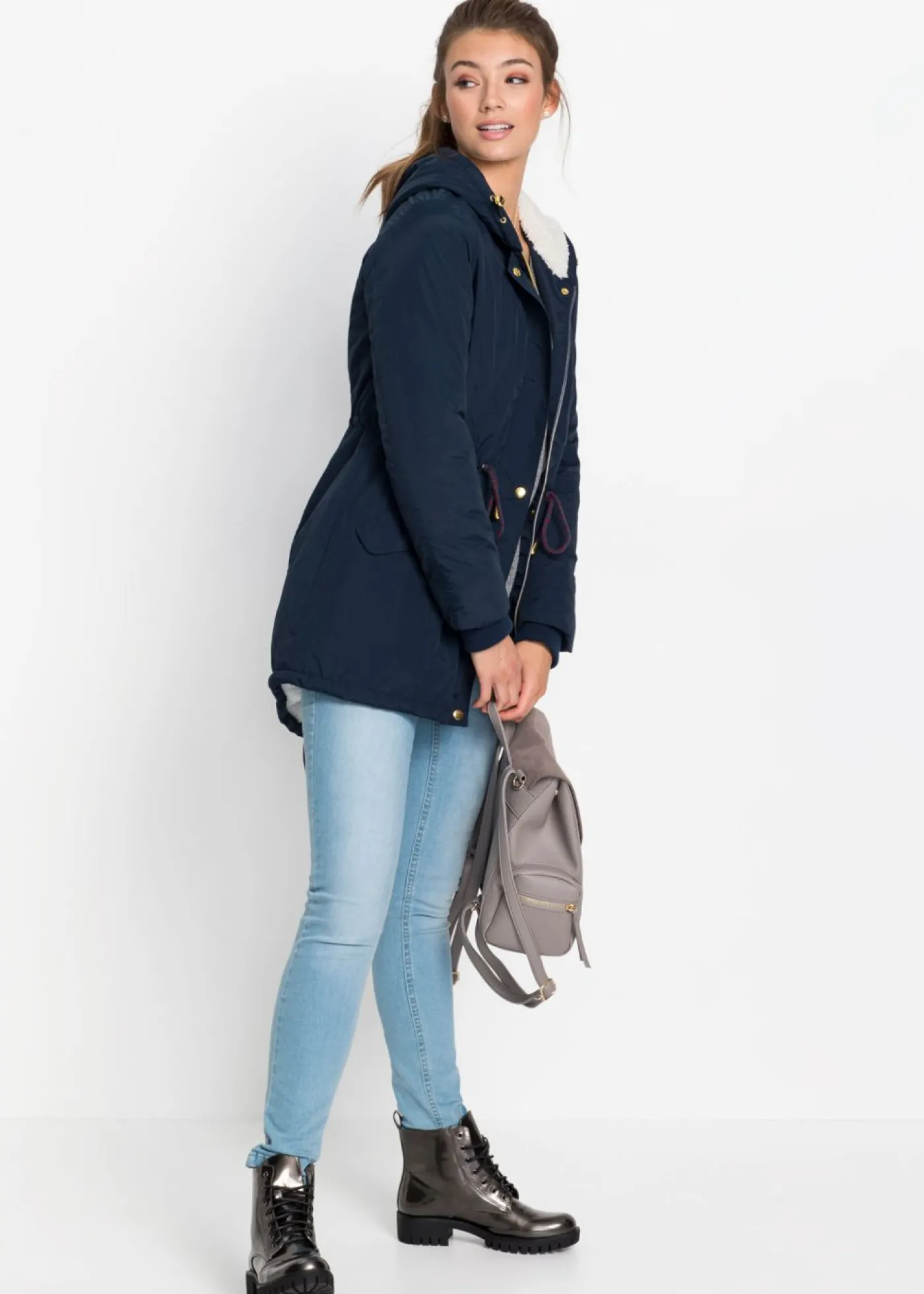 bonprix bonprix Parka con forro polar Azul oscuro