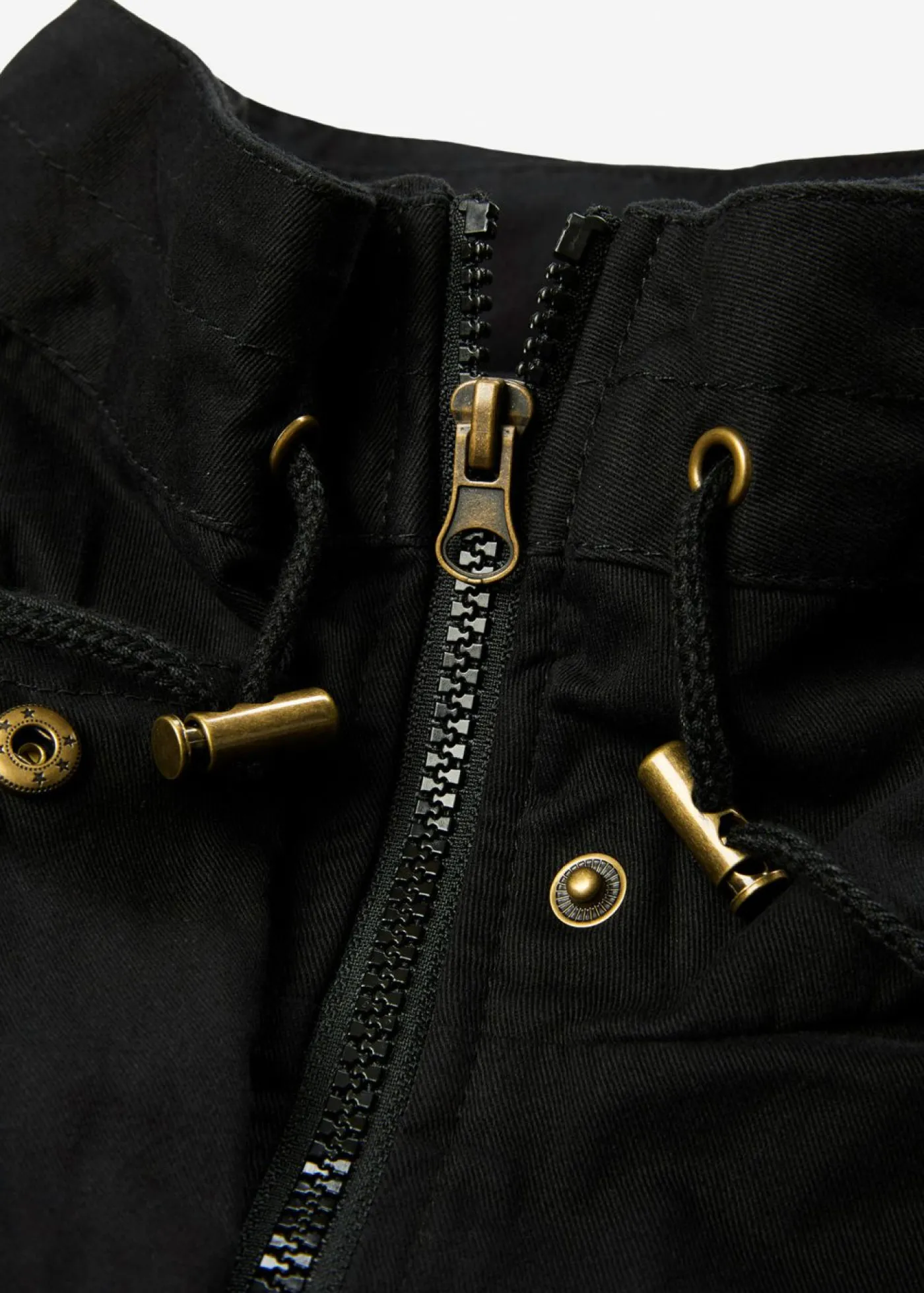 bonprix bonprix Parka corta de algodón con cuello alto, entallada Negro