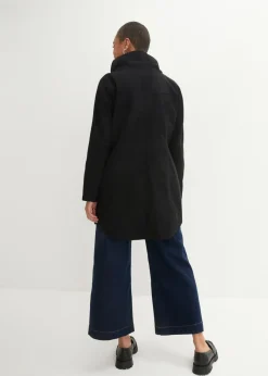 bonprix bonprix Parka corta de algodón con cuello alto, entallada Negro