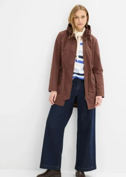 bonprix bonprix Parka corta de algodón con cuello alto, entallada marrón New