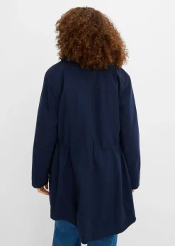 bonprix bonprix Parka corta de algodón con cuello alto, entallada Azul marino