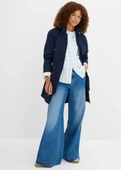 bonprix bonprix Parka corta de algodón con cuello alto, entallada Azul marino