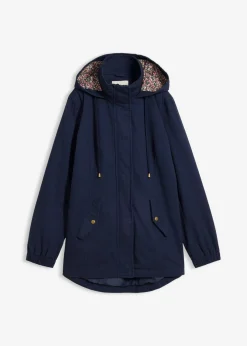 bonprix bonprix Parka de entretiempo de algodón con capucha estampada Azul marino New